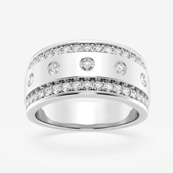 1 1/4 ctw Round Lab Grown Diamond Men's Floating Wedding Band - Picture 1 of 6